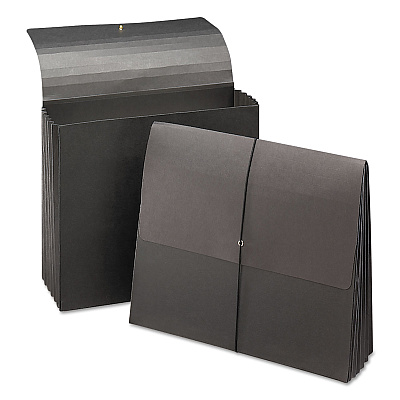 Smead Extra-Wide Expanding Wallets with Elastic Cord, 5.25" Expansion, 1 Section, Elastic Cord Closure, Letter Size, Black, 10/Box (SMD71119)