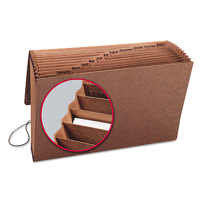 Smead TUFF Expanding Wallet, 12 Sections, Elastic Cord Closure, 1/12-Cut Tabs, Legal Size, Redrope (SMD70390)