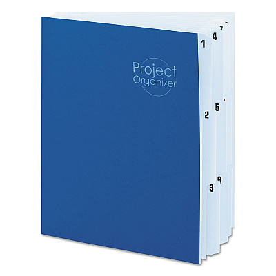 Smead 10-Pocket Project Organizer with Indexed Tabs (1-10), 10 Sections, Unpunched, 1/3-Cut Tabs, Letter Size, Lake Blue/Navy Blue (SMD89200)