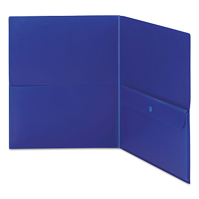 Smead Poly Two-Pocket Folder with Security Pocket, 11 x 8 1/2, Blue, 5/Pack (SMD87701)