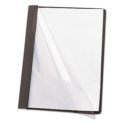 Smead Poly Report Cover, Double-Prong Fastener, 0.5" Capacity, 8.5 x 11, Clear/Black, 25/Box (SMD87453)