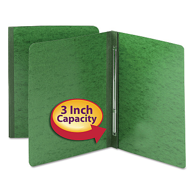 Smead Prong Fastener Premium Pressboard Report Cover, Two-Piece Prong Fastener, 3" Capacity, 8.5 x 11, Green/Green (SMD81452)