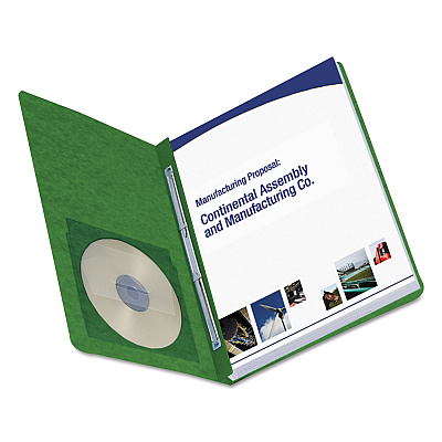 Smead Prong Fastener Premium Pressboard Report Cover, Two-Piece Prong Fastener, 3" Capacity, 8.5 x 11, Green/Green (SMD81452)