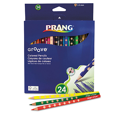Prang Groove Colored Pencils, 3.3 mm, 2B, Assorted Lead and Barrel Colors, 24/Pack (DIX28124)