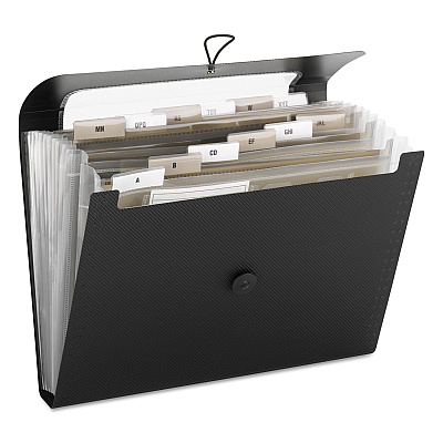Smead Step Index Organizer, 12 Sections, Cord/Hook Closure, 1/6-Cut Tabs, Letter Size, Black (SMD70901)