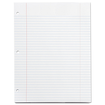 Universal Filler Paper, 3-Hole, 8.5 x 11, Medium/College Rule, 100/Pack (UNV20911)