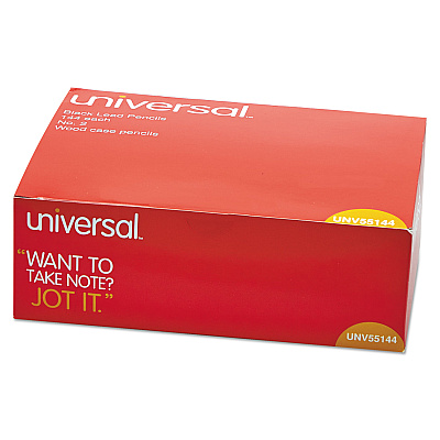 Universal #2 Woodcase Pencil Value Pack, HB (#2), Black Lead, Yellow Barrel, 144/Box (UNV55144)