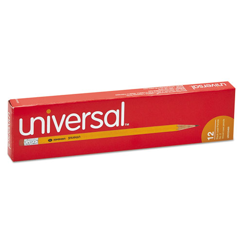 Universal #2 Woodcase Pencil, HB (#2), Black Lead, Yellow Barrel, Dozen (55400)