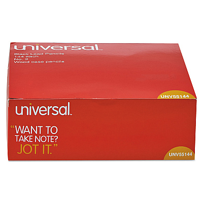 Universal #2 Woodcase Pencil Value Pack, HB (#2), Black Lead, Yellow Barrel, 144/Box (UNV55144)