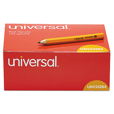 Universal Golf and Pew Pencil, HB (#2), Black Lead, Yellow Barrel, 144/Box (UNV24264)