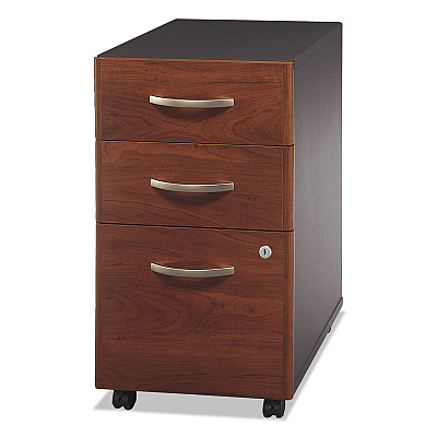 Bush Series C Mobile Pedestal File, Left/Right, 3-Drawers: Box/Box/File, Legal/Letter/A4/A5, Cherry/Gray, 15.75" x 20.25" x 27.88" (BSHWC24453SU)