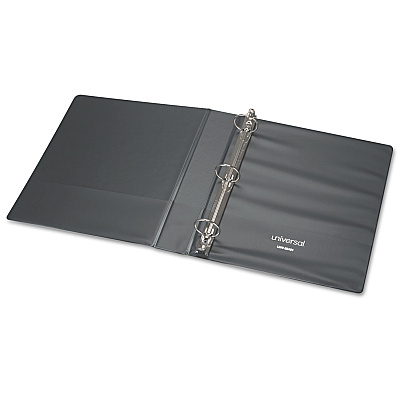 Universal Economy Non-View Round Ring Binder, 3 Rings, 1" Capacity, 11 x 8.5, Black (UNV31401)