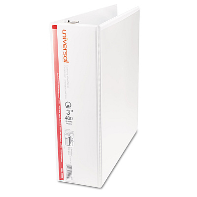 Universal Economy Round Ring View Binder, 3 Rings, 3" Capacity, 11 x 8.5, White (UNV20992)