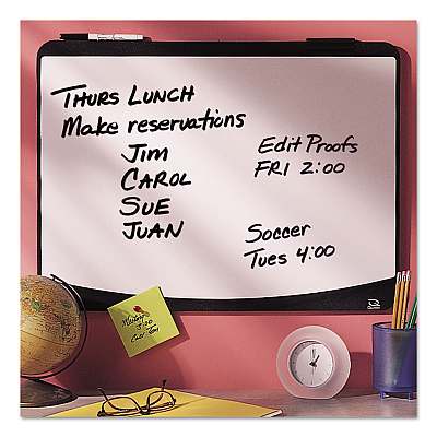 Quartet Tack and Write Board, 25.5 x 17.5, Black/White Surface, Black Plastic Frame (QRT06355BK)