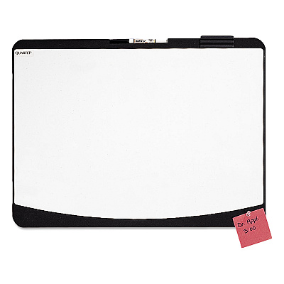 Quartet Tack and Write Board, 25.5 x 17.5, Black/White Surface, Black Plastic Frame (QRT06355BK)