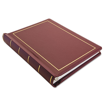 Wilson Jones Binder for Corporation Minutes, 3 Posts, 2" Capacity, 11 x 8.5, Red w/Gold Trim (WLJ39611)