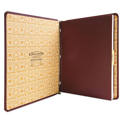 Wilson Jones Binder for Corporation Minutes, 3 Posts, 2" Capacity, 11 x 8.5, Red w/Gold Trim (WLJ39611)