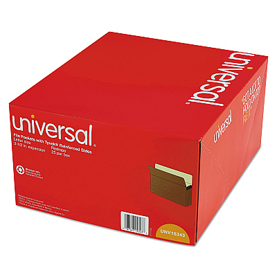 Universal Redrope Expanding File Pockets, 3.5" Expansion, Letter Size, Redrope, 25/box (UNV15343)