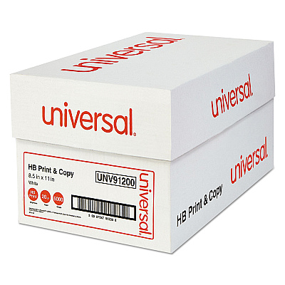 Universal High-Bright Multipurpose Paper, 20 lb Bond Weight, 8.5 x 11, White, 500 Sheets/Ream, 10 Reams/Carton (UNV91200)