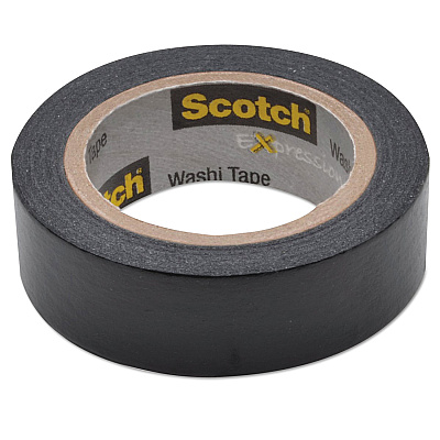 Scotch Expressions Washi Tape, 1.25" Core, 0.59" x 32.75 ft, Black (MMMC314BLK)