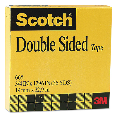 Scotch Double-Sided Tape, 3" Core, 0.75" x 36 yds, Clear (MMM665341296)