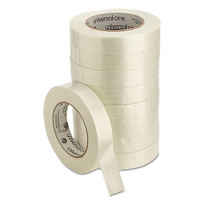 Universal 190# Medium Grade Filament Tape, 3" Core, 24 mm x 54.8 m, Clear (UNV78001)