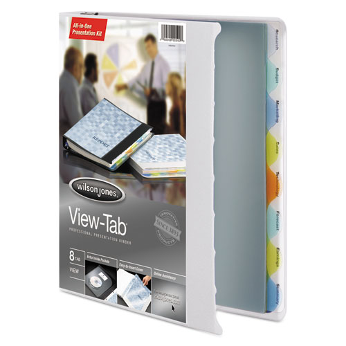 Wilson Jones View-Tab Presentation Round Ring View Binder With Tabs, 3 Rings, 1" Capacity, 11 x 8.5, White (55094)