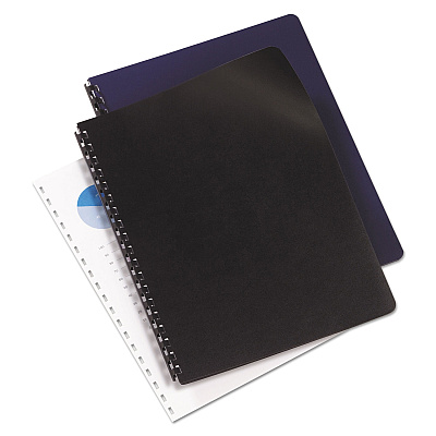 GBC Leather-Look Presentation Covers for Binding Systems, Black, 11.25 x 8.75, Unpunched, 50 Sets/Pack (GBC2001712)