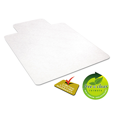 deflecto EconoMat All Day Use Chair Mat for Hard Floors, Flat Packed, 45 x 53, Wide Lipped, Clear (DEFCM21232)