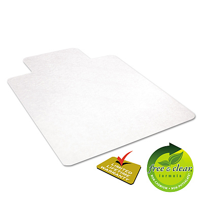 deflecto EconoMat All Day Use Chair Mat for Hard Floors, Flat Packed, 36 x 48, Lipped, Clear (DEFCM21112)