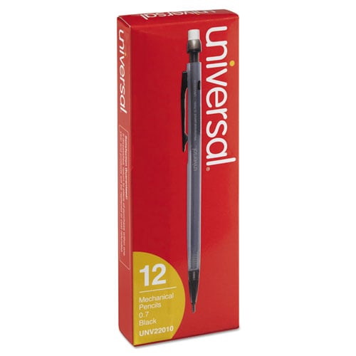 Universal Mechanical Pencil, 0.7 mm, HB (#2.5), Black Lead, Smoke Barrel, Dozen (22010)