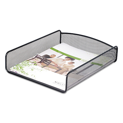 Safco Onyx Desk Tray, 1 Section, Letter Size Files, 9.25" x 11.75" x 2.5", Black (SAF3272BL)