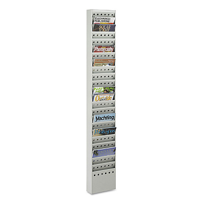 Safco Steel Magazine Rack, 23 Compartments, 10w x 4d x 65.5h, Gray (SAF4322GR)