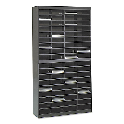 Safco Steel/Fiberboard E-Z Stor Sorter, 72 Compartments, 37.5 x 12.75 x 71, Black (SAF9241BLR)