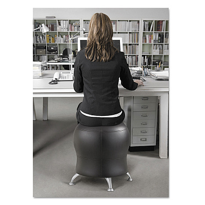 Safco Zenergy Ball Chair, Backless, Supports Up to 250 lb, Black Vinyl Seat, Silver Base (SAF4751BV)