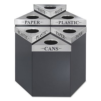 Safco Trifecta Waste Receptacle Lid, Laser Cut "WASTE" Inscription, 20w x 20d x 3h, Stainless Steel (SAF9560WA)