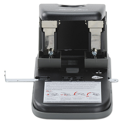 Swingline 100-Sheet High Capacity Two-Hole Punch, Fixed Centers, 9/32" Holes, Black/Gray (SWI74190)