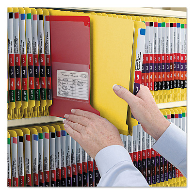 Smead End Tab Pressboard Classification Folders, Six SafeSHIELD Fasteners, 2" Expansion, 2 Dividers, Legal Size, Yellow, 10/Box (SMD29789)