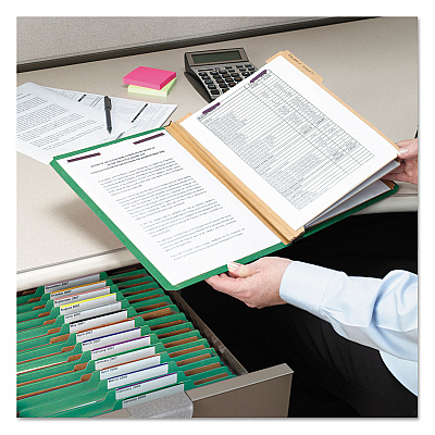 Smead Eight-Section Pressboard Top Tab Classification Folders, Eight SafeSHIELD Fasteners, 3 Dividers, Legal Size, Green, 10/Box (SMD19097)