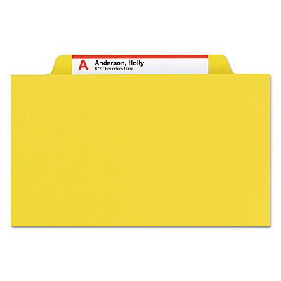 Smead Eight-Section Pressboard Top Tab Classification Folders, Eight SafeSHIELD Fasteners, 3 Dividers, Legal Size, Yellow, 10/Box (SMD19098)