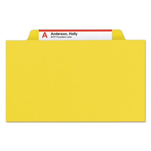Smead Eight-Section Pressboard Top Tab Classification Folders, Eight SafeSHIELD Fasteners, 3 Dividers, Legal Size, Yellow, 10/Box (19098)