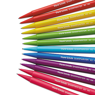 Paper Mate Sharpwriter Mechanical Pencil, 0.7 mm, HB (#2.5), Black Lead, Assorted Barrel Colors, Dozen (PAP1898483C)