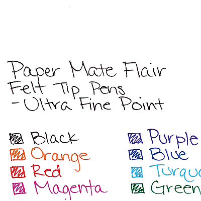 Paper Mate Flair Felt Tip Porous Point Pen, Stick, Extra-Fine 0.4 mm, Assorted Ink and Barrel Colors, 8/Pack (PAP1927694)