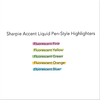 Sharpie Liquid Pen Style Highlighters, Assorted Ink Colors, Chisel Tip, Assorted Barrel Colors, 5/Set (SAN24575PP)
