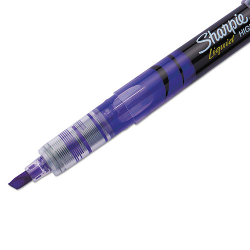 Sharpie Liquid Pen Style Highlighters, Fluorescent Purple Ink, Chisel Tip, Purple/Black/Clear Barrel, Dozen (1754469)