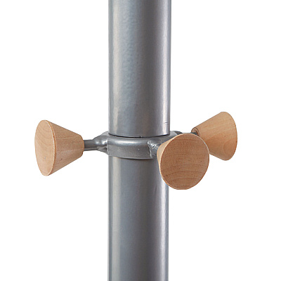 Alba Wavy Coat Tree, Six Hangers/Two Knobs/Four Hooks, 18.88w x 14d x 68.5h, Silver/Wood (ABAPMWAVE)