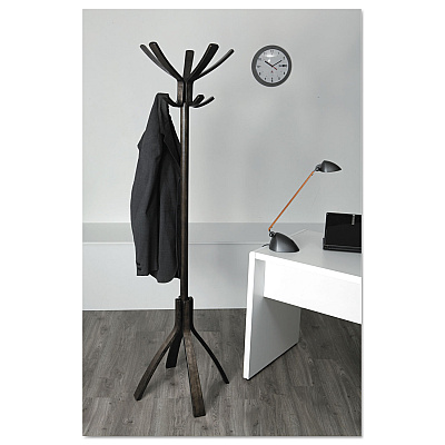 Alba Cafe Wood Coat Stand, Ten Peg/Five Hook, 21.67w x 21.67d x 69.33h, Espresso Brown (ABAPMCAFE)