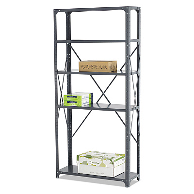 Safco Commercial Steel Shelving Unit, Five-Shelf, 36w x 12d x 75h, Dark Gray (SAF6265)
