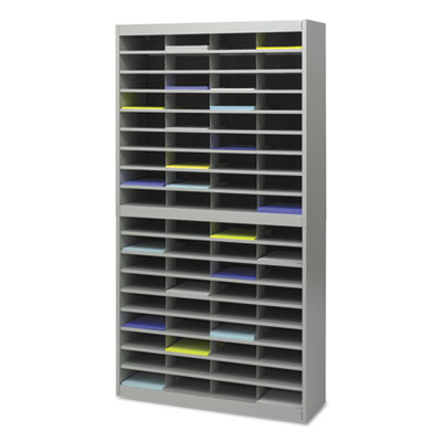Safco Steel/Fiberboard E-Z Stor Sorter, 72 Compartments, 37.5 x 12.75 x 71, Gray (SAF9241GRR)