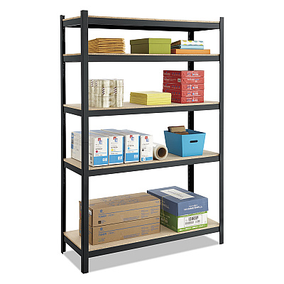 Safco Boltless Steel/Particleboard Shelving, Five-Shelf, 48w x 18d x 72h, Black (SAF6246BL)